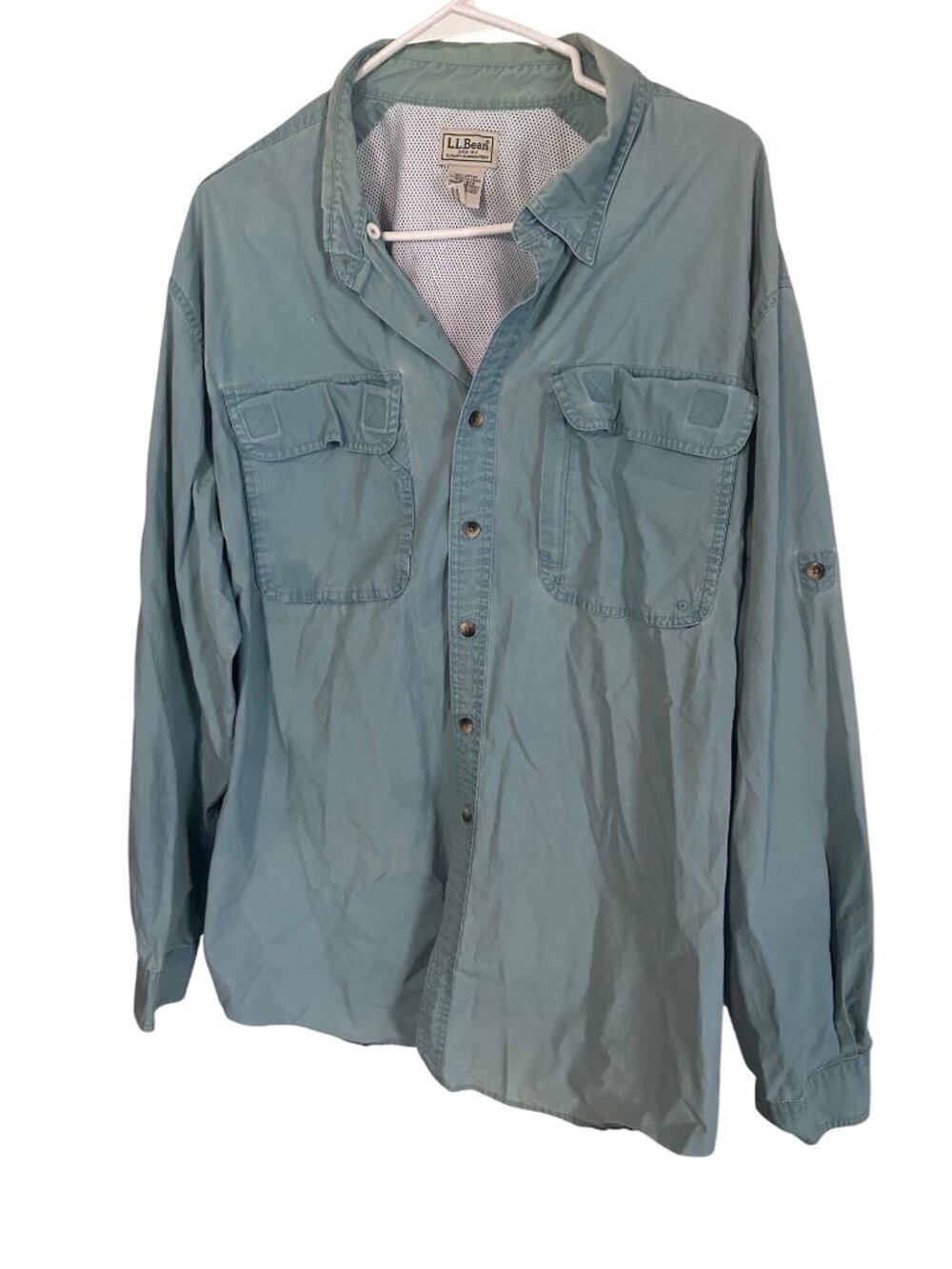 L.L. Bean blue button up vented back size XXL shirt